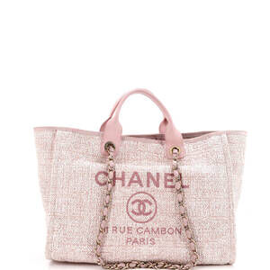Chanel Medium Deauville Tote Raffia with Glitter Detail